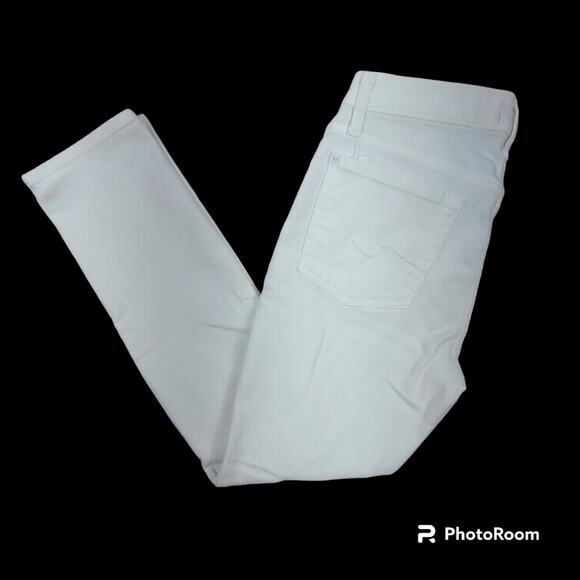 7 For All Mankind Josefina Distressed White Ankle Skinny Jeans SZ 26 - Picture 7 of 16